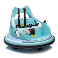 12V ride on bumper car for kids, electric car for kids,1.5-5 Years Old, W/Remote Control, Led Lights, Bluetooth & 360 Degree Spin, Vehicle body with a