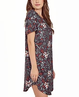 iCollection Women's Short Sleeve Ultra Soft Floral Print Sleepshirt Nightgown