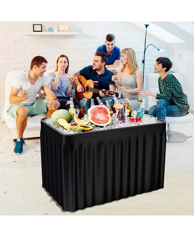 Costway 4 Foot Party Ice Cooler Folding Table Plastic with Matching Skirt