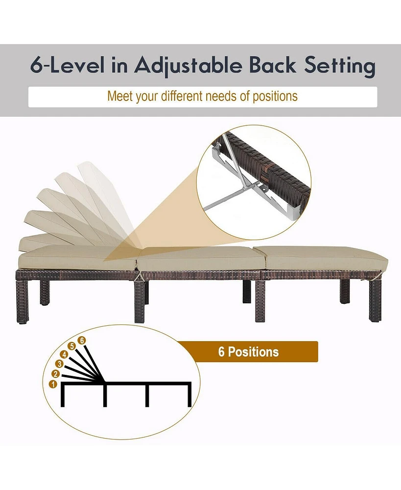 Sugift Paito Wicker Chaise Lounger with Adjustable Backrest