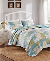 Greenland Home Fashions Evangeline Modern Floral Reversible 3-Pc. Quilt Set