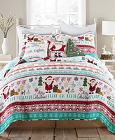 Levtex Merry Bright Ho Ho Holidays Reversible 3-Pc. Quilt Set, Full/Queen