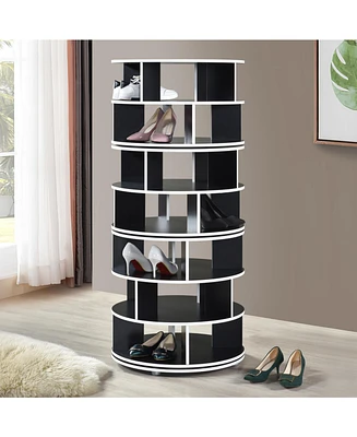 Kings Brand Furniture 7-Tier Rotating Shoe Rack, 360° Revolving Lazy Susan Spinning Rack Tower Storage Organizer for Closet Entryway Bedroom