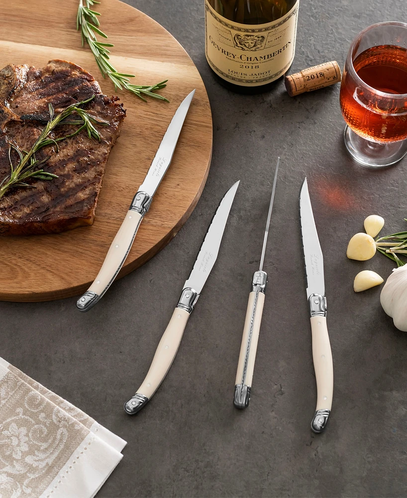 French Home Laguiole Connoisseur 4-Piece Steak Knife Set with Handles