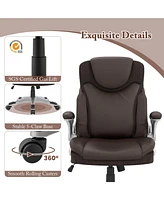Ergonomic Office Chair Pu Leather Executive Swivel with Flip-up Armrests
