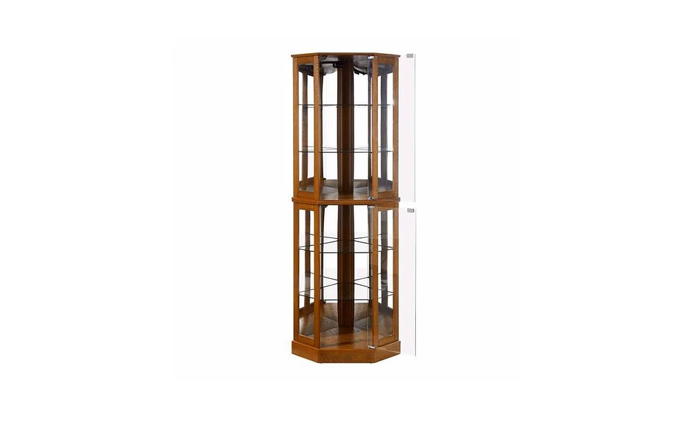 Slickblue 6-Shelf Corner Curio Display Cabinet with Lights and Mirrors