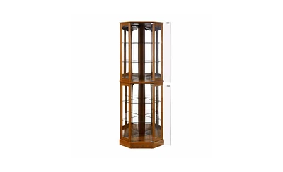 Slickblue 6-Shelf Corner Curio Display Cabinet with Lights and Mirrors