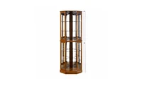 Slickblue 6-Shelf Corner Curio Display Cabinet with Lights and Mirrors