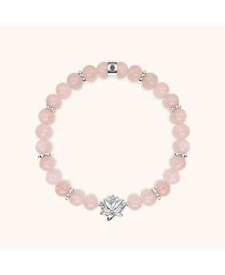 Emotion Renewal - Rose Quartz Lotus Charm Bracelet