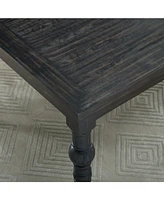 Urban Style Wood Dark Wash Turned-Leg Dining Set Table and 6 Chairs