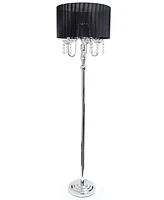 Lalia Home 62" Glamorous Chrome Cascading Crystal Floor Lamp
