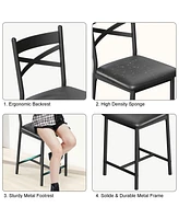 Gaomon Bar Stools Set of 2, Kitchen Barstools with Footrest and Back, Pu Leather Counter Height Bar Stools with Footrest