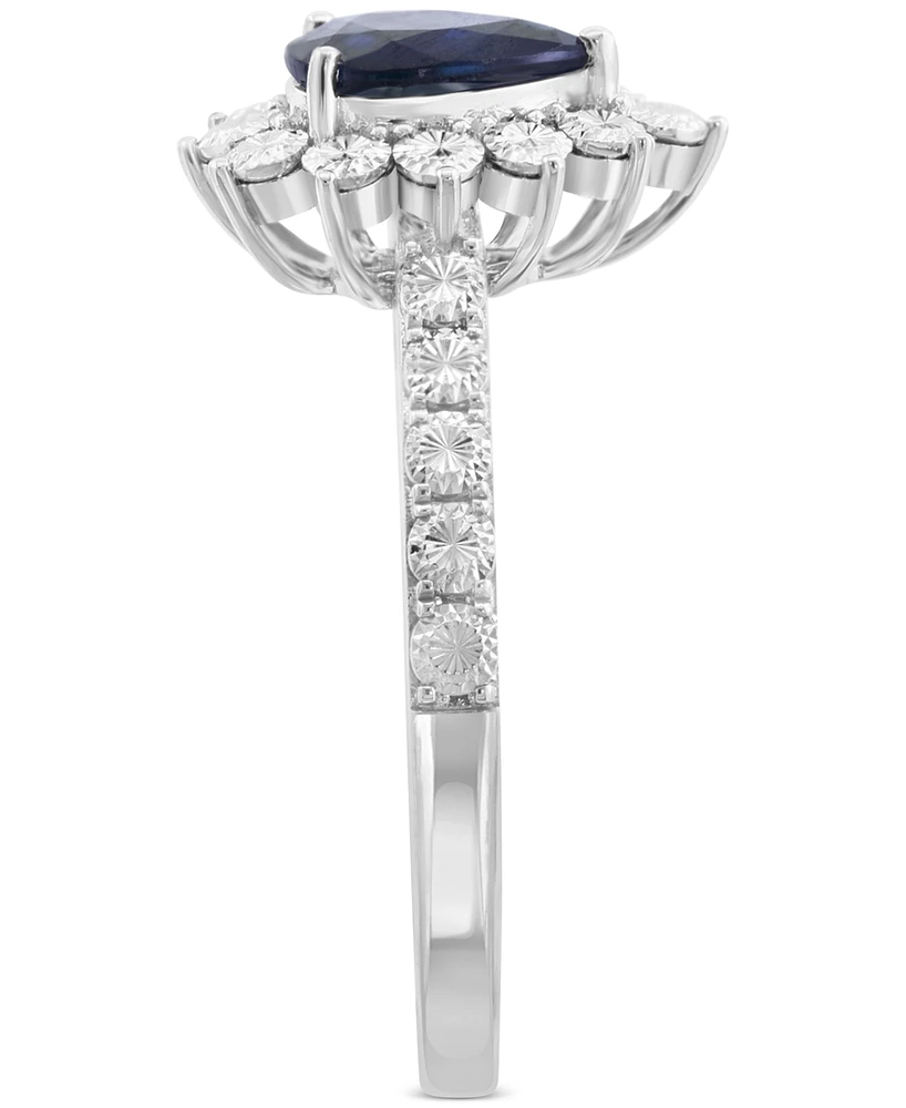 Effy Sapphire Miracle Plate Halo Ring (5/8 ct. t.w.) in 14k White Gold