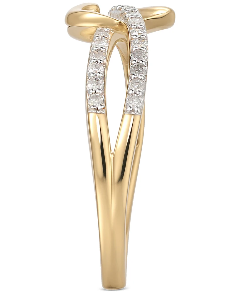 Diamond Interwoven Heart Ring (1/4 ct. t.w.) 14k Gold-Plated Sterling Silver