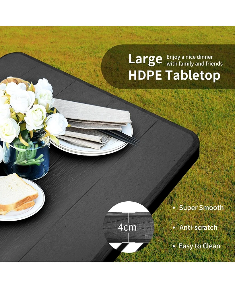 Sugift Outdoor Picnic Table Bench Set with Metal Base