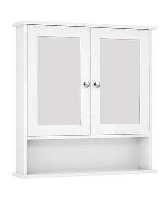 Sugift Bathroom Wall Mount Mirror Cabinet Organizer-White