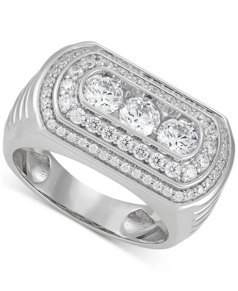Grown With Love Men's Lab Diamond Three Stone Halo Ring (2 ct. t.w.) 10k White Gold