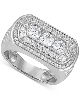 Grown With Love Men's Lab Diamond Three Stone Halo Ring (2 ct. t.w.) 10k White Gold