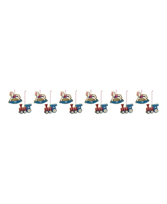 Slickblue Rocking Horse And Toy Train Ornament (Set of 12)