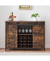 gaomon Farmhouse Coffee Bar Cabinet with Storage, 47 Wine Bar Cabinet with Sliding Barn Door