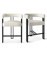 Set of 3 Modern Velvet Counter Stools,Armrest Bar Stools for Kitchen with Legs Design-Maison Boucle
