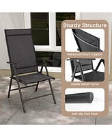 1 Pcs Patio Folding Dining Chair with 7-Level Adjustable High Backrest for Garden