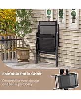 1 Pcs Patio Folding Dining Chair with 7-Level Adjustable High Backrest for Garden