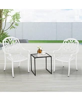 2 Pcs Patio Cast Aluminum Dining Chairs Armrests Outdoor Stackable