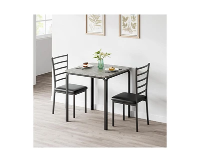 Dining Table Set for 2, 3 Piece Small Table and Chairs Set of 2, Kitchen Table Set With Pu Cushion Chairs, Kitchen and Dining Room Square Table Set fo