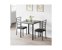 Dining Table Set for 2, 3 Piece Small Table and Chairs Set of 2, Kitchen Table Set With Pu Cushion Chairs, Kitchen and Dining Room Square Table Set fo