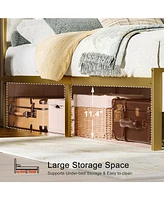 Hausource Full Size Bed Frame with Storage Headboard & Usb Ports & Outlets No Box Spring Needed