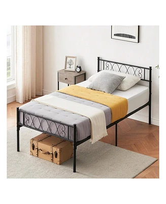 gaomon Twin/Queen Size Platform Bed Frame With Headboard, Heavy Duty Mattress Foundation With Metal Slats Support, No Box Spring Needed, Under Bed Sto