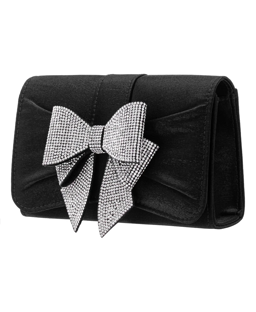 Nina Tiered Crystal Bow Flap Clutch