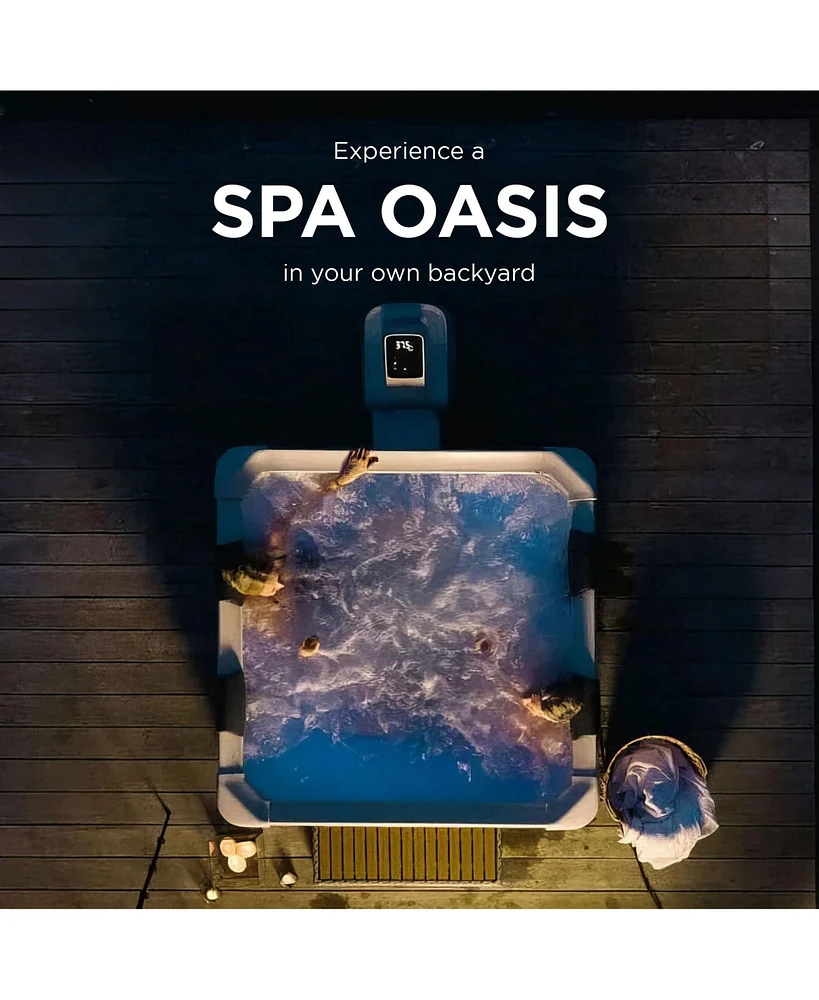 M Spa MSpa Oslo 6 Person Squared Hot Tub with Hydro Massage Jets Plus and Led Strip