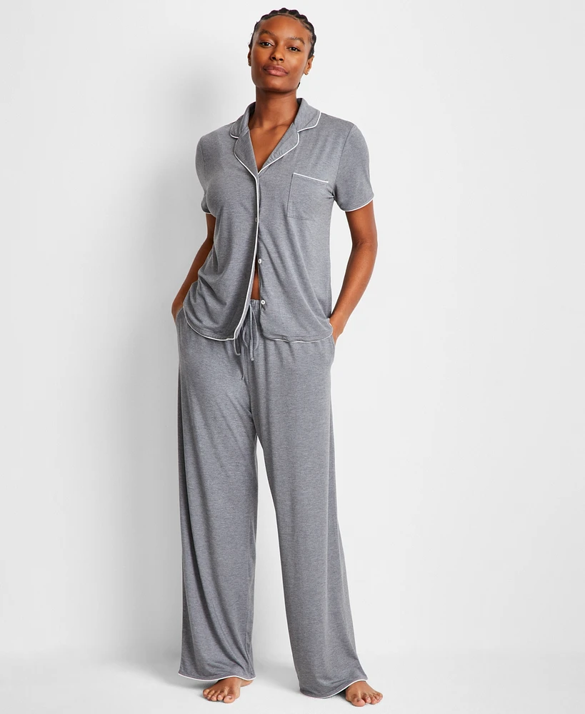 State of Day Women's Fluid Knit Notched Pajama Set, Exclusively at Macy's