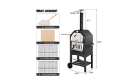 Outdoor Wood-Fired Pizza Oven – Portable Backyard Pizza Oven with Pizza Stone, Peel & Grill Rack