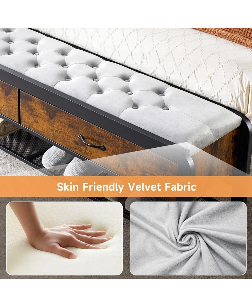 gaomon Bed Frame Queen Size with Drawers, Queen Platform Bed Frame with Headboard