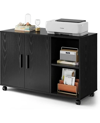 Galaxhero Office Storage Cabinet with Doors and Shelves, Lateral Printer Cabinet for Office Supplies and File Storage, Filing Cabinet for Home Office
