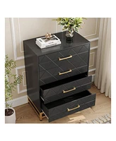Dresser For Bedroom With 4 Drawers And Metal Handle,Chest Of Drawers, Sturdy Frame Modern Furniture, Wood Dressers