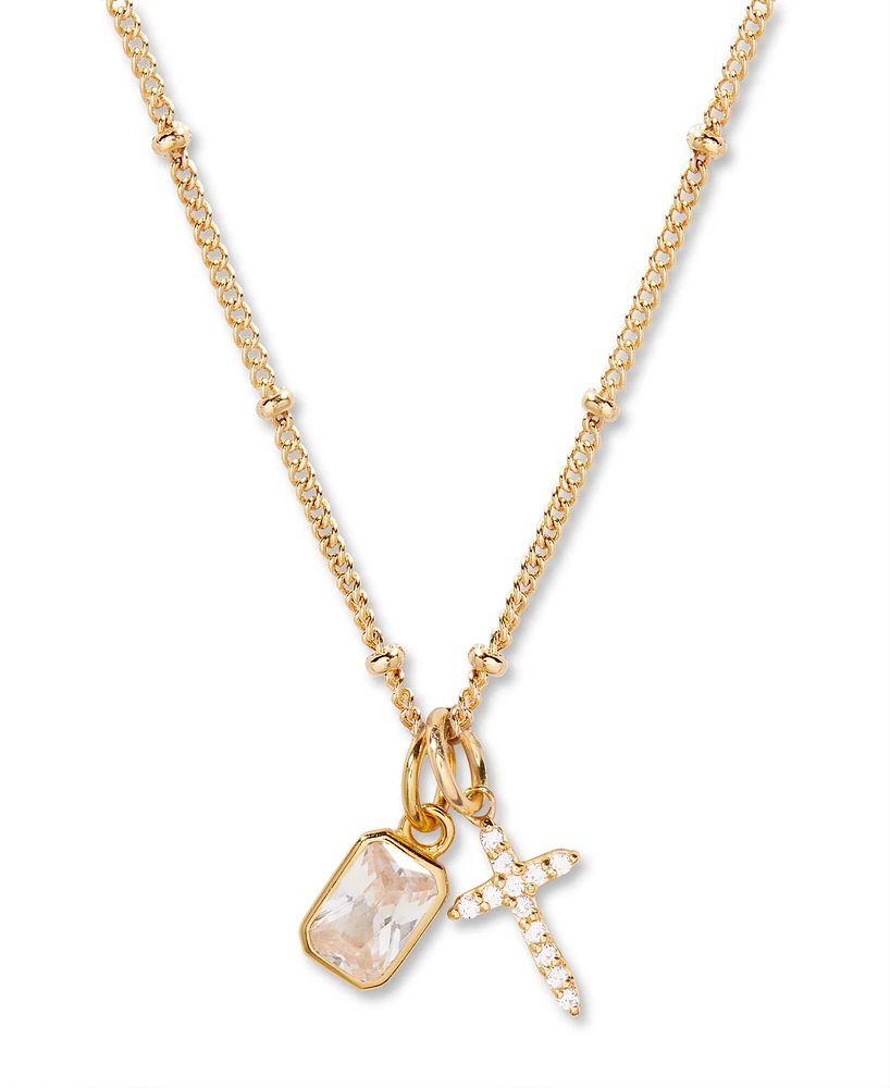 brook & york Josephine Cross Birthstone Necklace