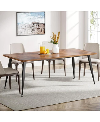 Tribesigns 70.9 Inch Large Dining Table for 6 to 8, Industrial Kitchen Table Furniture with Metal Legs, Modern Faux Wood Rectangular Dinner Table