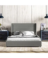 Homcom Queen Bed Frame with Headboard, Led Lights, Charging Station,
