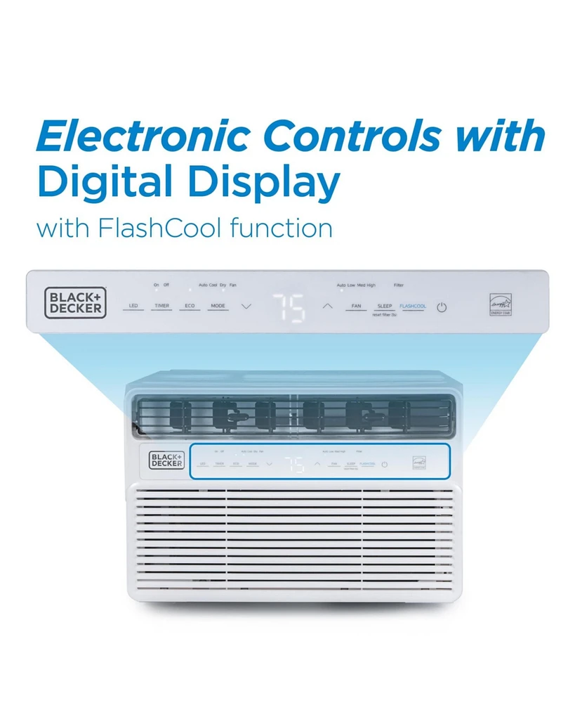 Black+Decker 10,000 Btu Inverter Window Air Conditioner Units for Up To 450 Sq. Ft., Energy Star Rated with Remote Control