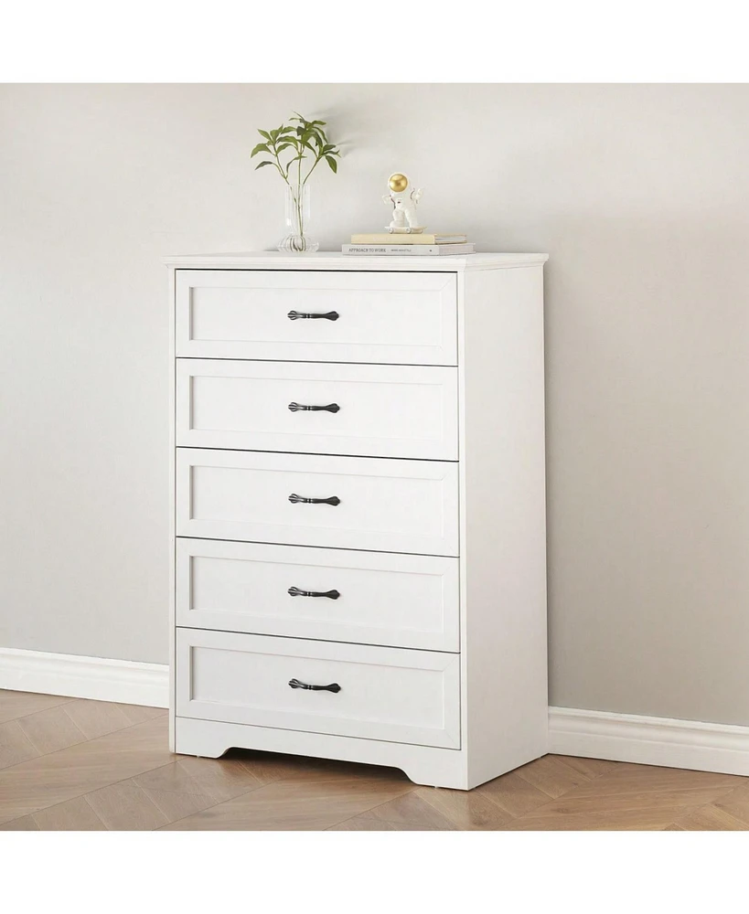 Modern 5 Drawers Dresser, Chest Of Drawers Closet Organizers And Storage Clothes, Modern Dressers For Closet Living Room, Kids Bedroom (5 Drawers Dres
