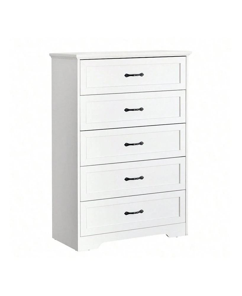 Modern 5 Drawers Dresser, Chest Of Drawers Closet Organizers And Storage Clothes, Modern Dressers For Closet Living Room, Kids Bedroom (5 Drawers Dres