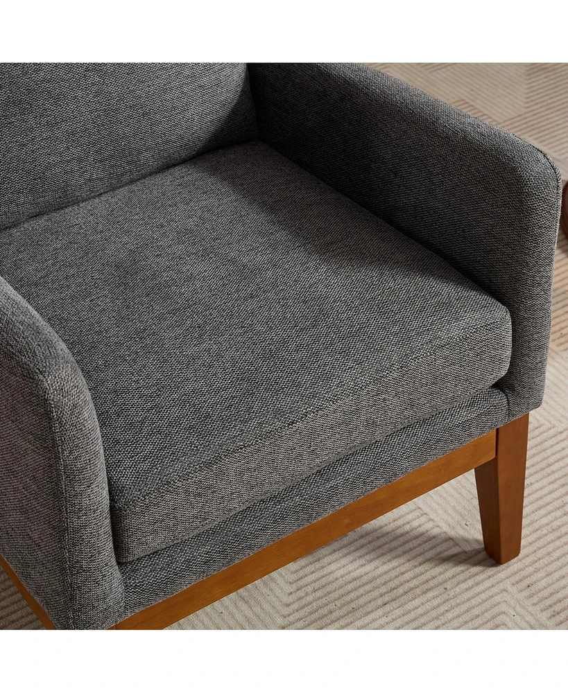 26.18" Wide Modern Accent Chair,Polyester Blend High Back Reading Chair, Upholstered Armchair Club Chair,Single Sofa with Wood Legs for Living Ro