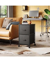 2 Drawer Mobile File Cabinet, Rolling Printer Stand, Fabric Vertical Filing Cabinet fits A4 or Letter Size for Home Office