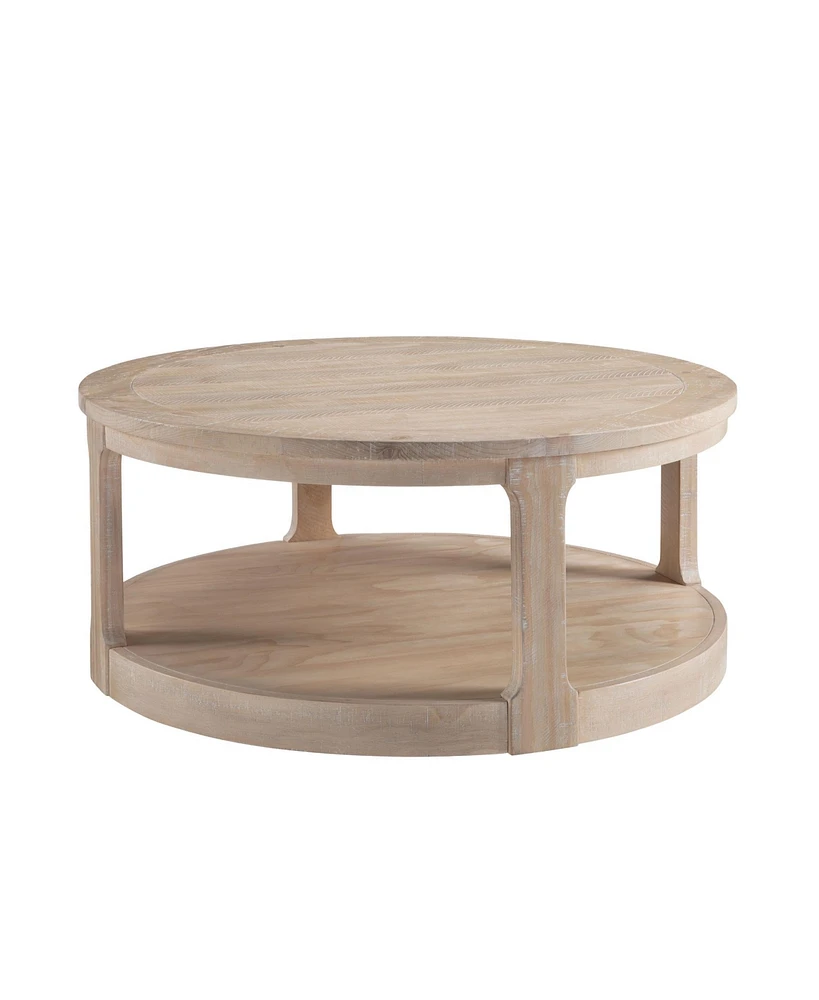 40inch Large Curved 2 Tier Traditional Round Circle Wooden Center Coffee Table,Rounded Table with Wheels, Mid Century Table for living Room,Office,Apa