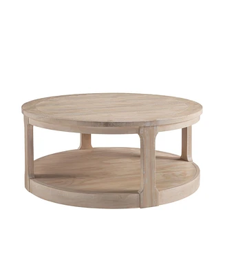 40inch Large Curved 2 Tier Traditional Round Circle Wooden Center Coffee Table,Rounded Table with Wheels, Mid Century Table for living Room,Office,Apa
