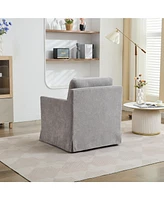 29.92'' Swivel Accent Chair, Upholstered Skirted Swivel Chair with Removable Back Cushion, 360 Degree Comfy Armchair for Living Room, Nursery, Lounge,